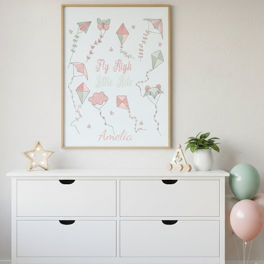Fly High Little Kite Individuelle Name Poster