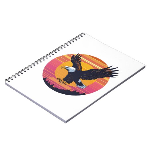 Fly High Soar Free - Retro Eagle Sunset Graphic Notizblock (Linke Seite)