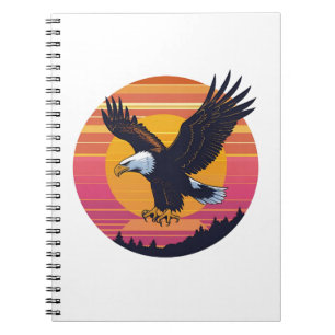 Fly High Soar Free - Retro Eagle Sunset Graphic Notizblock
