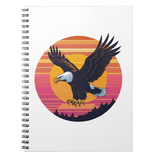 Fly High Soar Free - Retro Eagle Sunset Graphic Notizblock (Vorderseite)