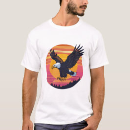 Fly High Soar Free - Retro Eagle Sunset Graphic T-Shirt