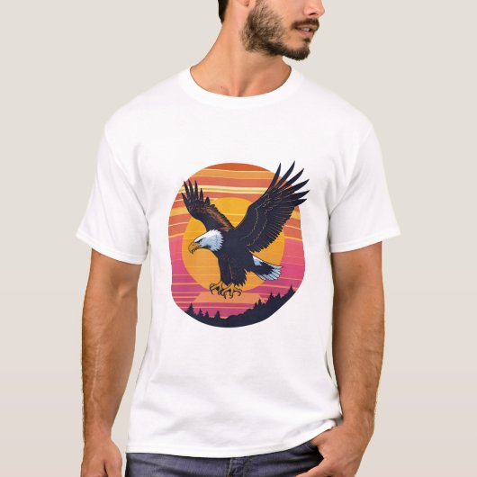 Fly High Soar Free - Retro Eagle Sunset Graphic T-Shirt (Vorderseite)
