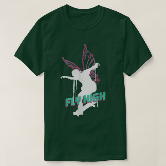 Fly High Spray Paint Fairy Skater Skateboarding AC T-Shirt (Design vorne)