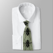 Fly Illustration Entomology Sage Green Krawatte (Gebunden)
