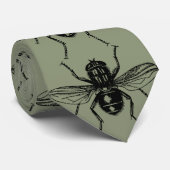 Fly Illustration Entomology Sage Green Krawatte (Gerollt)