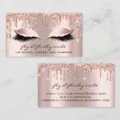 Fly Makeup Artist Eyelash Glitzer Tropfen Rose Visitenkarte (Vorne/Hinten)