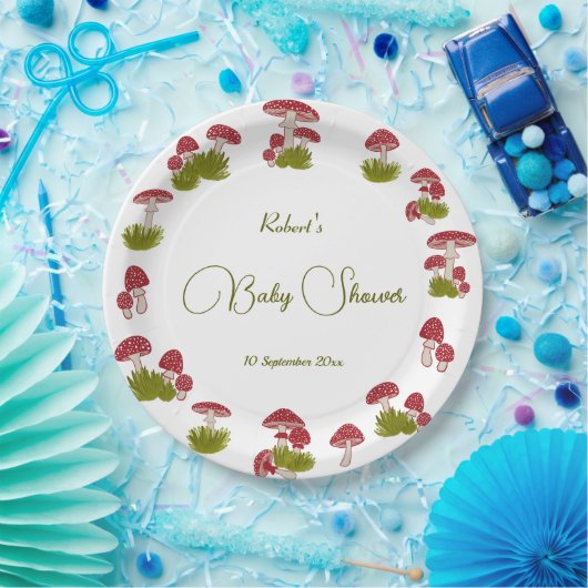 Fly Mushroom Goblincore Garden Green Baby Dusche Pappteller (Party)