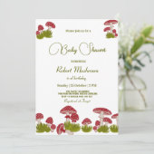 Fly Mushrooms Goblincore Green Baby Dusche Einladung (Stehend Vorderseite)