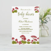 Fly Mushrooms Goblincore Green Baby Dusche Invita Einladung (Stehend Vorderseite)