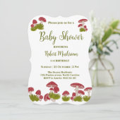 Fly Mushrooms Goblincore Green Baby Showeinlage Einladung (Stehend Vorderseite)