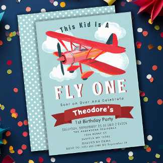 Fly One Flugzeug Kinder 1. Geburtstag Einladung