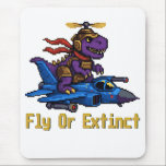 Fly Or Extinct Pixel Art Dinosaur Pilot Fighter Je Mousepad<br><div class="desc">Take a trip back to the golden age of arcade gaming with this exclusive "Fly Or Extinct" design from AmazingEG. This design features a highly detailed pixel art T-Rex commanding a blue fighter jet, blending the worlds of paleontology and aviation in the most unexpected way. This style is particularly popular...</div>