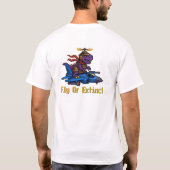 Fly Or Extinct Pixel Art Dinosaur Pilot Fighter Je T-Shirt (Rückseite)