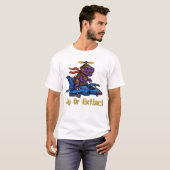 Fly Or Extinct Pixel Art Dinosaur Pilot Fighter Je T-Shirt (Vorne ganz)