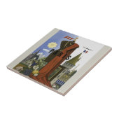 Fly Paris France Vintage Travel Poster Fliese (Seite)