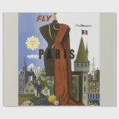 Fly Paris France Vintage Travel Poster Geschenkpapier (Flach)