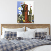 Fly Paris France Vintage Travel Poster Leinwanddruck (Insitu (Schlafzimmer))