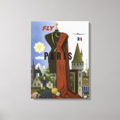 Fly Paris France Vintage Travel Poster Leinwanddruck (Vorderseite)