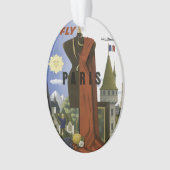 Fly Paris France Vintage Travel Poster Ornament (Vorderseite)