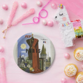 Fly Paris France Vintage Travel Poster Pappteller (Party)