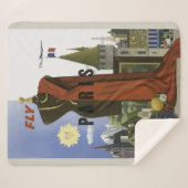 Fly Paris France Vintage Travel Poster Sherpadecke (Vorderseite (Horizontal))