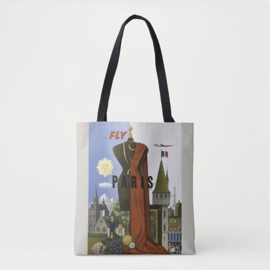 Fly Paris France Vintage Travel Poster Tasche (Vorderseite)