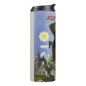 Fly Paris France Vintage Travel Poster Thermosbecher (Nach links gedreht)
