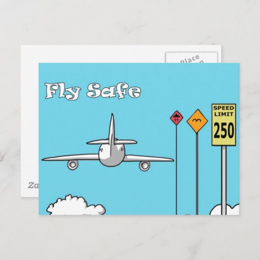 "Fly Safe" Postkarte (Vorne/Hinten)