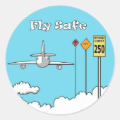 "Fly Safe" Runder Aufkleber (Vorderseite)