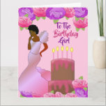 Fly Sister African American Birthday Card Karte<br><div class="desc">Diese hübsche und elegante Geburtstagskarte mit rosa und lila Rose und einer Afroamerikanerin in einem rosa Gewand. Hol dir diese klassische und niedliche Geburtstag-Karte für deine Schwester und lache ihr ein Lächeln.</div>