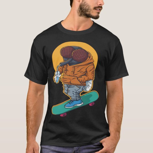 Fly Skateboard Flies Skateboarder Vintage Skater T-Shirt (Vorderseite)