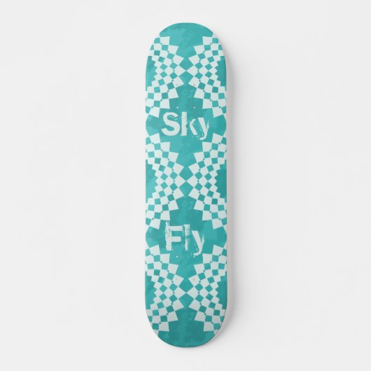 Fly Sky Moderne Typografie Blue Mandala Skateboard (Vorne)