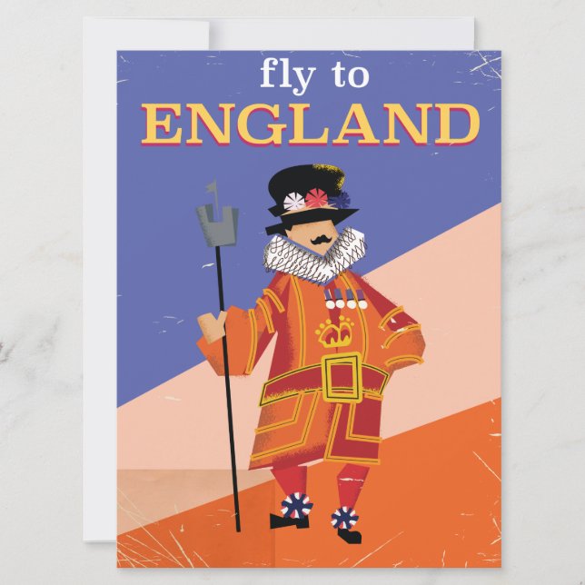 Fly To England Vintage Reiseplakat (Vorderseite)
