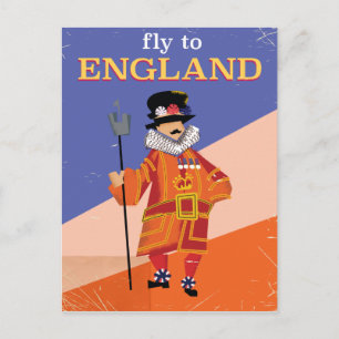 Fly To England Vintage Reiseplakat Postkarte