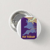 Fly Today Vintag Style travel poster Button (Vorne & Hinten)