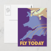 Fly Today Vintag Style travel poster Postkarte (Vorne/Hinten)