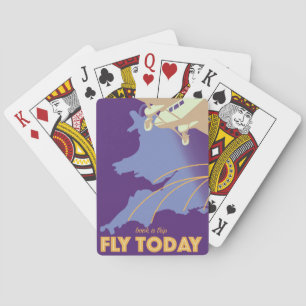 Fly Today Vintag Style travel poster Spielkarten