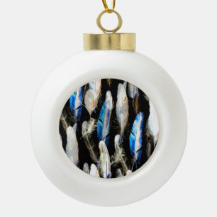 Fly Watercolor Federn: Nahtloser Hintergrund Keramik Kugel-Ornament
