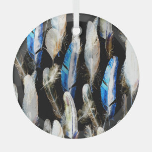 Fly Watercolor Federn: Nahtloser Hintergrund Ornament Aus Glas