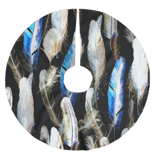 Fly Watercolor Federn: Nahtloser Hintergrund Polyester Weihnachtsbaumdecke (Vorderseite)