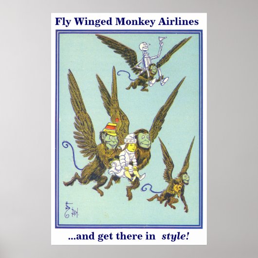 Fly Winged Monkey Airlines Poster (Vorne)