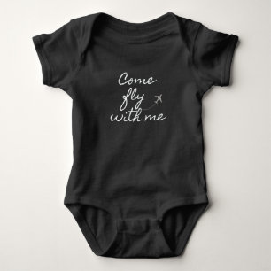 "Fly with me" Baby Bodysanzüge ein Stück schwarz Strampler