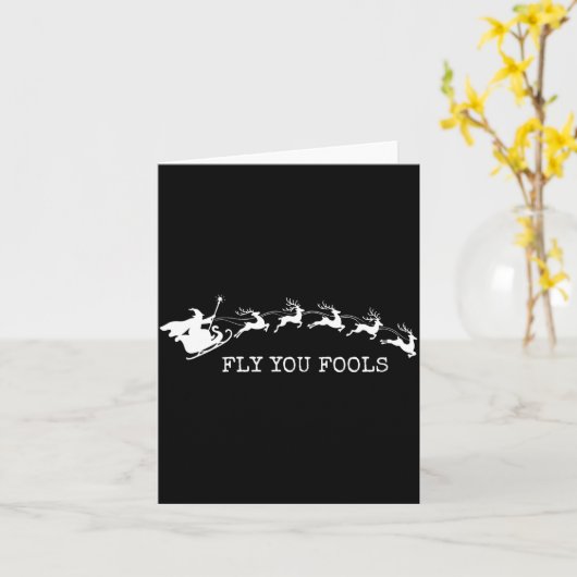Fly You Fools Funny Wizard Reindeer Christmas For Karte (Gelbe Blume)