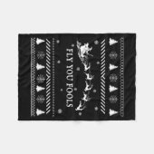 Fly You Fools Wizard Santa Sleigh Reindeer Ugly Ch Fleecedecke (Vorderseite (Horizontal))