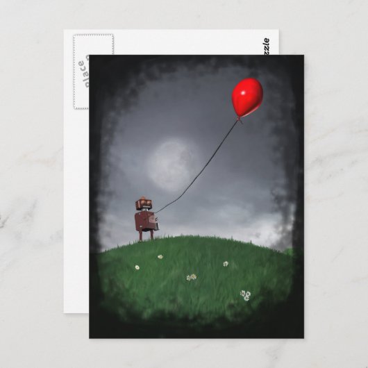 Fly Your Little Red Baloon Postcard Postkarte (Vorne/Hinten)