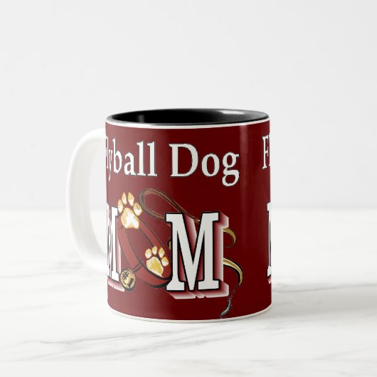 Flyball Dog Mom Ohrts Zweifarbige Tasse (Vorderseite Links)