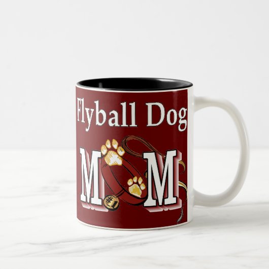 Flyball Dog Mom Ohrts Zweifarbige Tasse (Rechts)