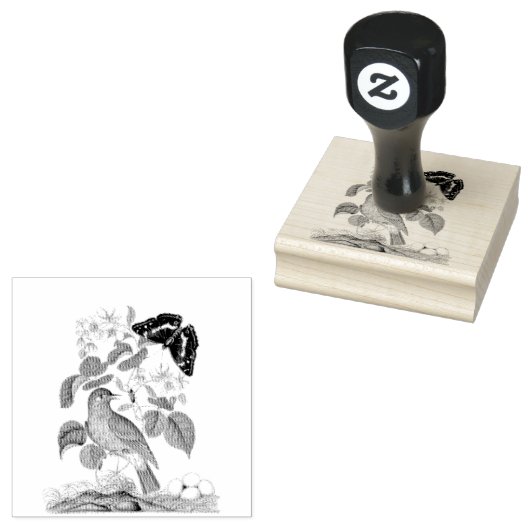 Flycatcher Bird Butterfly Vintag Scrapbooking Gummistempel (Stempel)