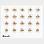 FLYDOVE MIT PINK ROSE SAVE THE DATE MONOGRAM RUNDER AUFKLEBER (Blatt)