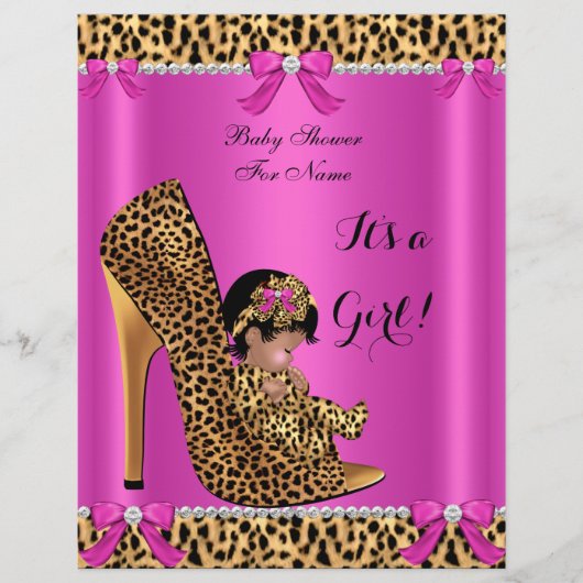 Flyer Baby Shower Baby Niedlich Girl Leopard Hot P (Vorne)
